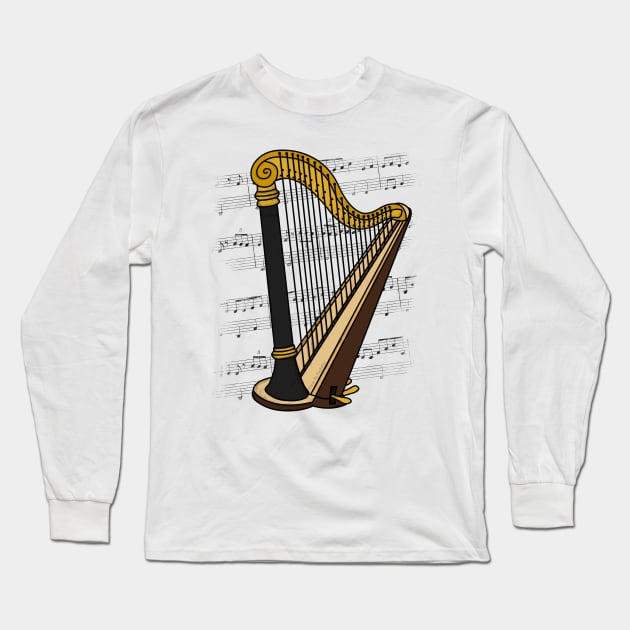 Harp Player Harpist String Musician (Colour) Long Sleeve T-Shirt by doodlerob